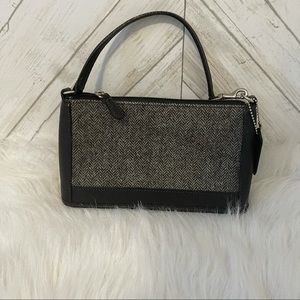 Vintage Coach BrownHerringbone Tweed LeatherClutch